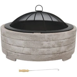Sunnydaze Faux Stone Wood Burning Fire Pit