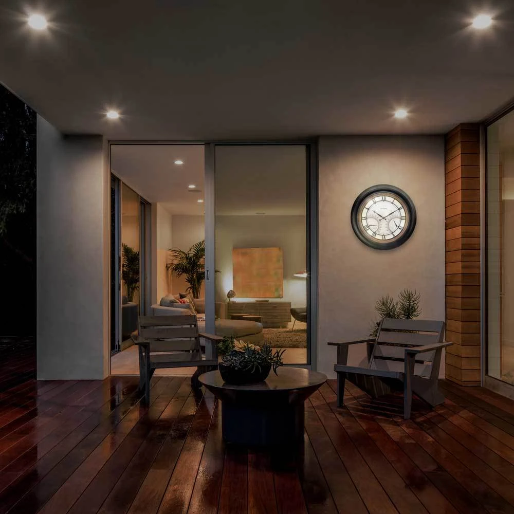AcuRite 24in. Illuminated LED Large Outdoor Decorative Clock With Thermometer And Hygrometer 2 AcuRite 24in. Illuminated LED Large Outdoor Decorative Clock With Thermometer And Hygrometer - Image 2