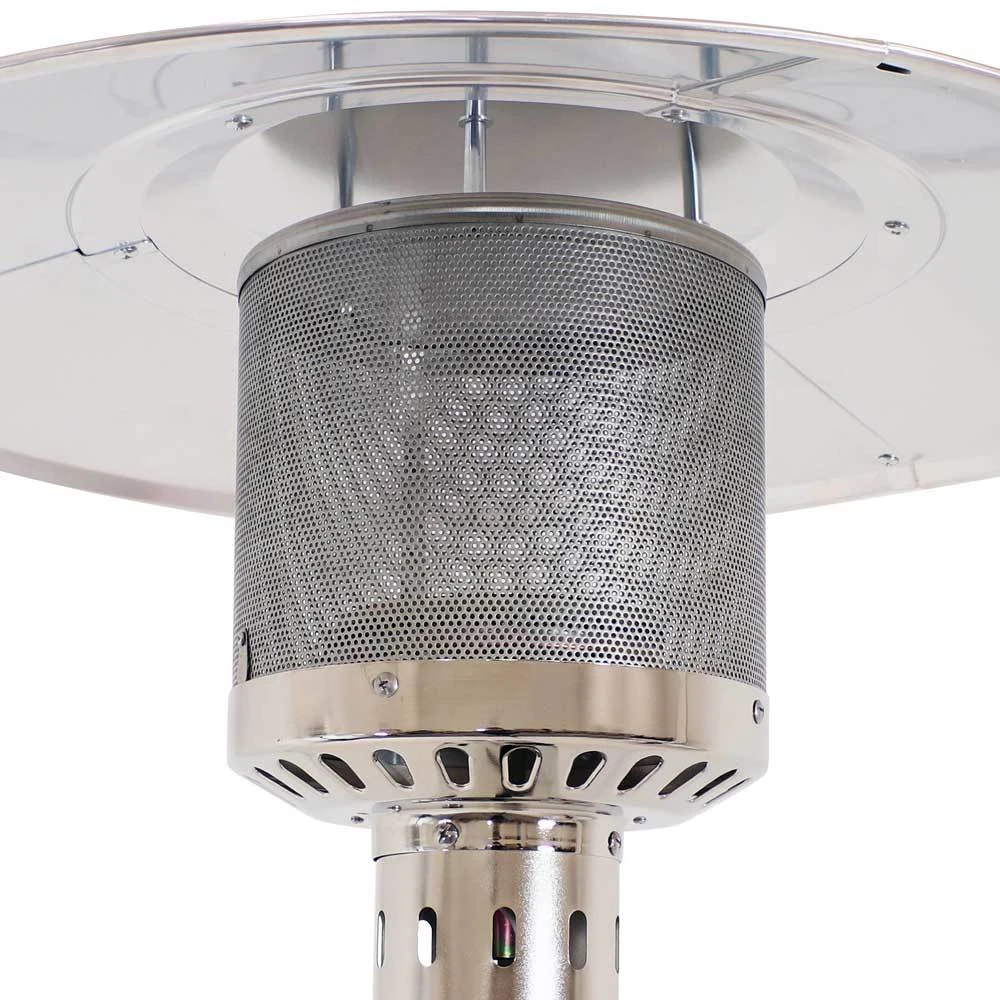 Sunnydaze Outdoor Patio Heater With Shelf, Wheels, And Cover Stainless Steel 7-Foot 1 Sunnydaze Outdoor Patio Heater With Shelf, Wheels, And Cover Stainless Steel 7-Foot