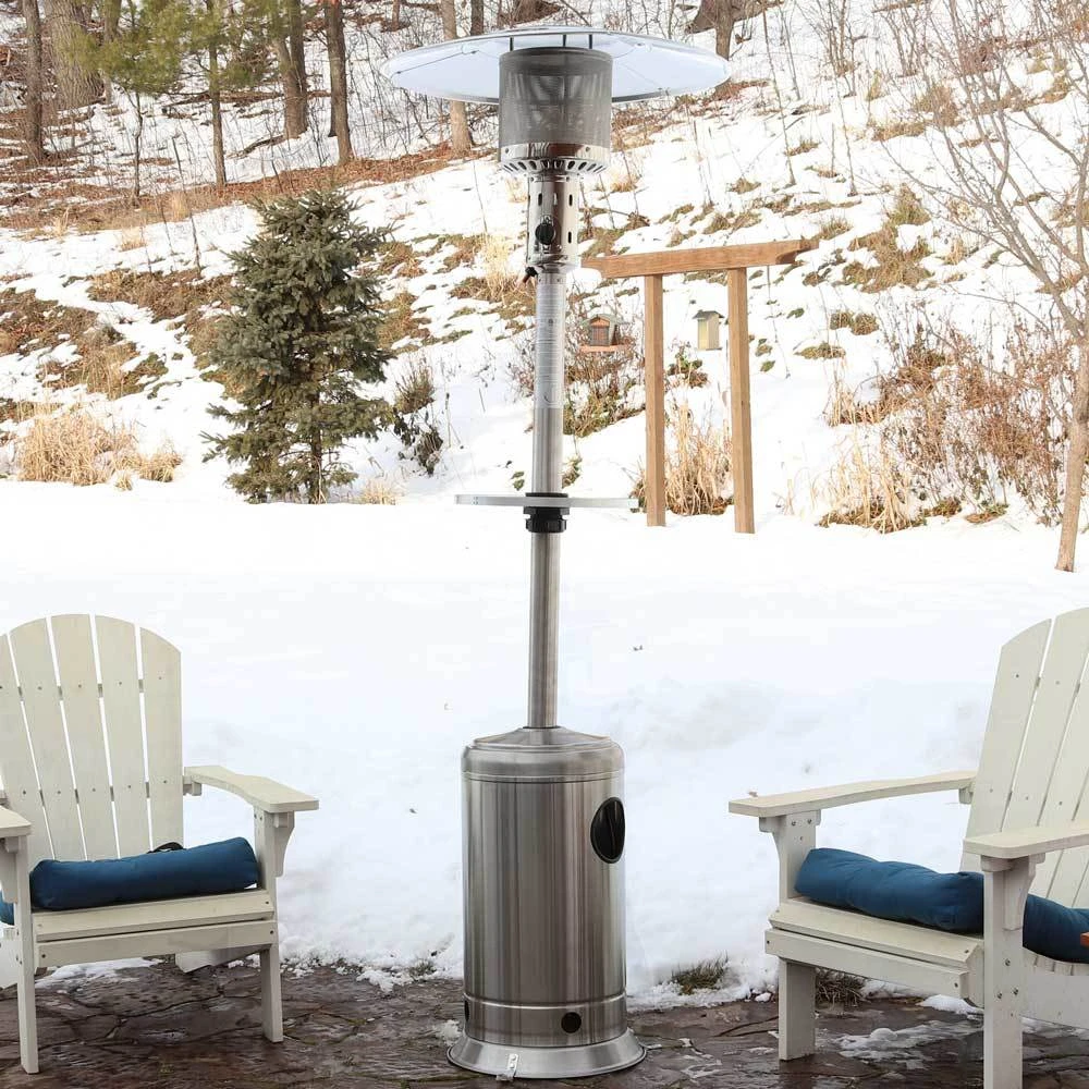 Sunnydaze Outdoor Patio Heater With Shelf, Wheels, And Cover Stainless Steel 7-Foot 3 Sunnydaze Outdoor Patio Heater With Shelf, Wheels, And Cover Stainless Steel 7-Foot - Image 3