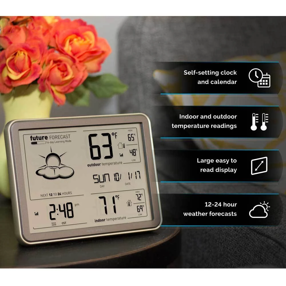 AcuRite Wireless Weather Station With Forecast, Indoor/Outdoor Temperature And Atomic Clock 4 AcuRite Wireless Weather Station With Forecast, Indoor/Outdoor Temperature And Atomic Clock - Image 4
